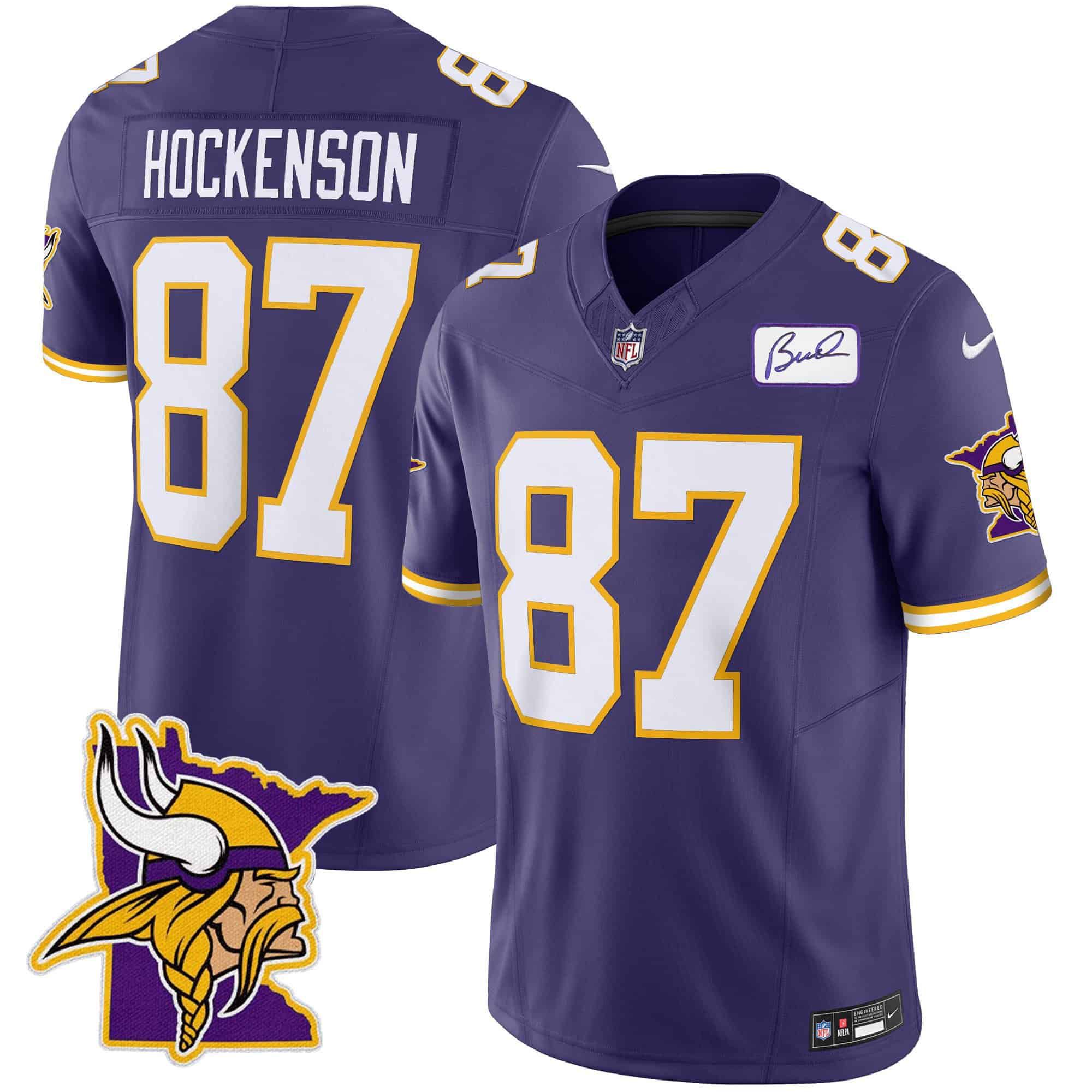 Men Minnesota Vikings #87 Hockenson Purple 2024 Nike Patch Classic Limited NFL Jersey style 1->indianapolis colts->NFL Jersey